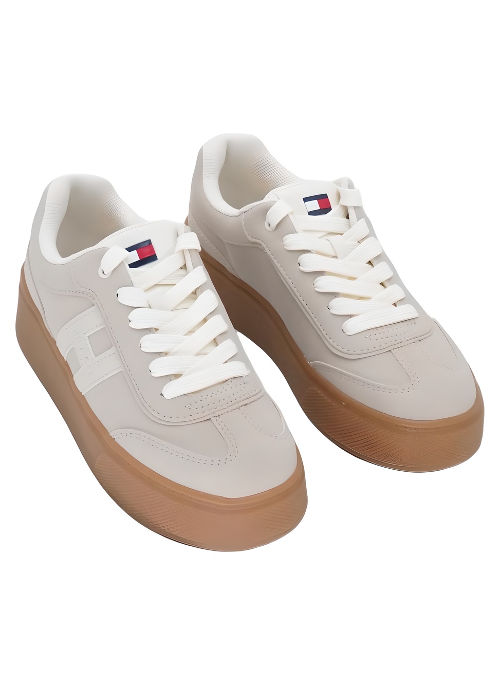 Tommy Hilfiger Womens Celmi Light Natural Platform Fashion Sneakers Size 7.5